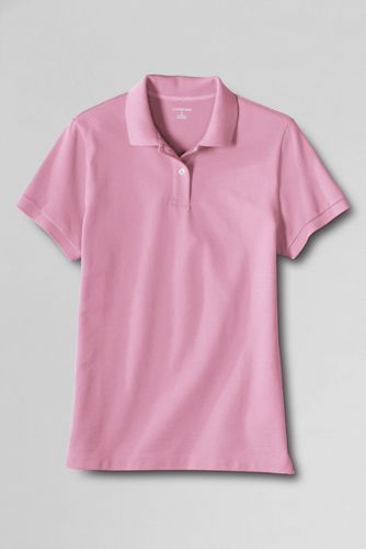 Women's Short Sleeve Natural Fit Banded Mesh Polo Shirt