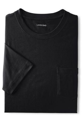 【ランズエンド LANDS' END】メンズ・スーパーT／ポケット付き／半袖/XXL/ブラック