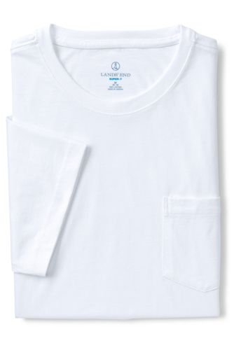 【ランズエンド LANDS' END】メンズ・スーパーT／ポケット付き／半袖/XXL/ホワイト