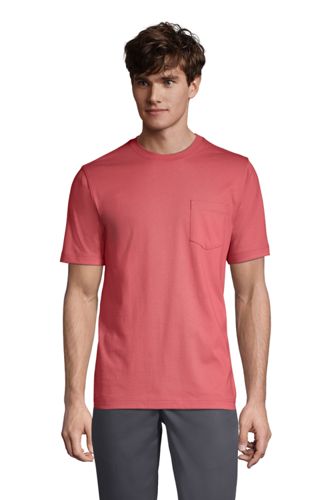【ランズエンド LANDS' END】メンズ・スーパーT／ポケット付き／半袖/S/レッド