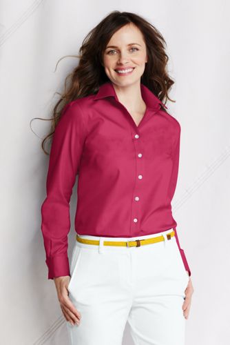 Women's Solid No Iron Pinpoint Cotton Shirt