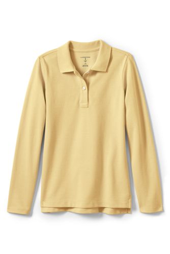 School Uniform Long Sleeve Feminine Fit Mesh Polo Shirt