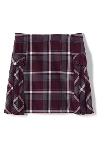 Little Girls' Regular Side Pleat Plaid Skort (Above The Knee) - Burgundy/Gray Plaid, 6X