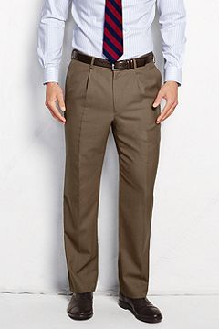 Land's End Pleat Front Tailored Fit Year'rounder Wool Dress Pants 236281