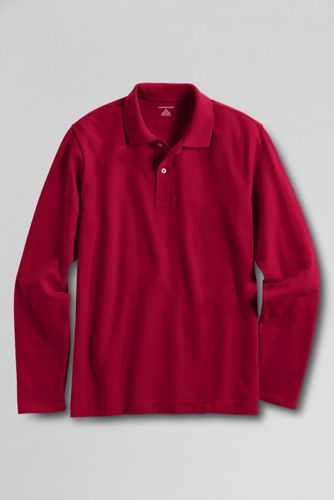 Men's Big Long Sleeve Classic Mesh Polo Shirt