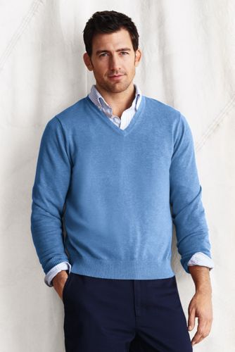 Men's Fine Gauge Supima Cotton V-neck Sweater