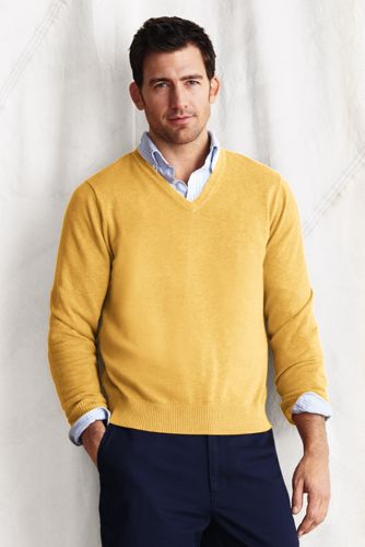 Men's Fine Gauge Supima Cotton V-neck Sweater