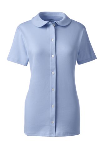 Women's Short Sleeve Peter Pan Knit Top 