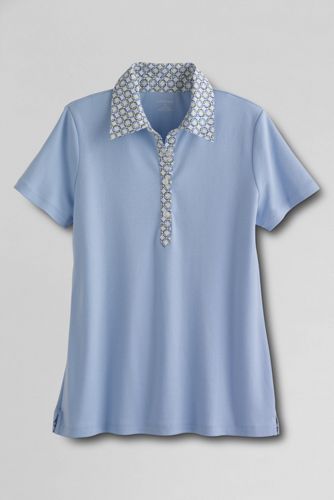 Women%27s+Short+Sleeve+Woven+Collar+Polo+Shirt