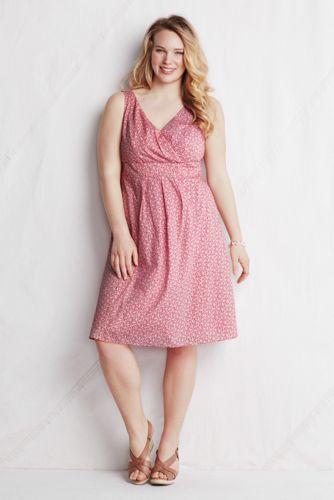 Women's Original Pattern Cotton V-neck Flare Dress