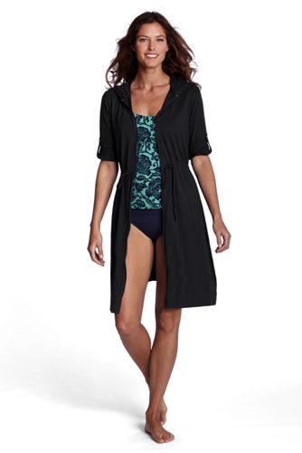 Women's Roll-sleeve Hooded Cover-up 