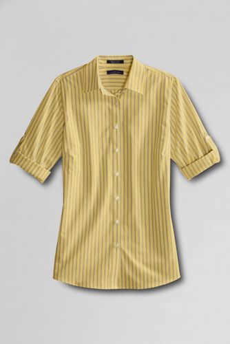 Women's Roll Sleeve Pattern Broadcloth Blouse