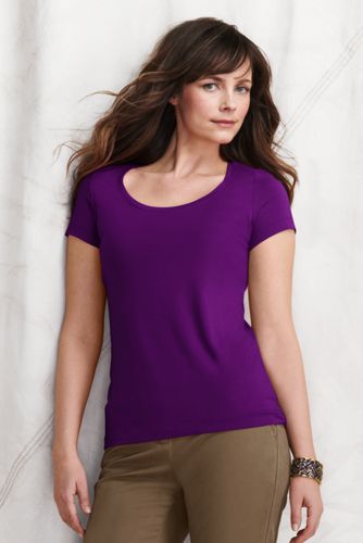 Shirt aus Baumwoll-Viskose-Mix mit weitem rundem Ausschnitt f&uuml;r Damen