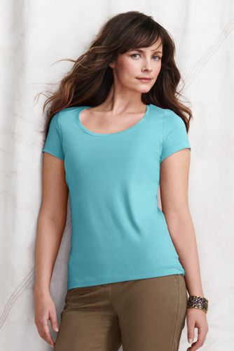 Shirt aus Baumwoll-Viskose-Mix mit weitem rundem Ausschnitt f&uuml;r Damen
