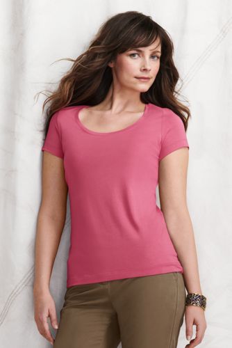 Shirt aus Baumwoll-Viskose-Mix mit weitem rundem Ausschnitt f&uuml;r Damen