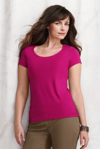 Shirt aus Baumwoll-Viskose-Mix mit weitem rundem Ausschnitt f&uuml;r Damen