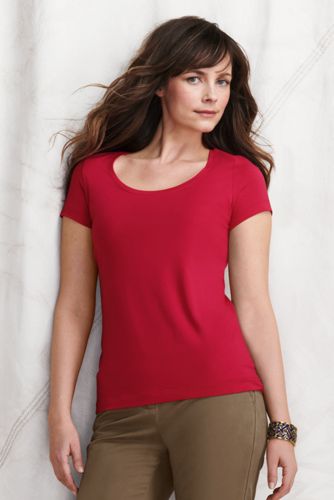 Shirt aus Baumwoll-Viskose-Mix mit weitem rundem Ausschnitt f&uuml;r Damen
