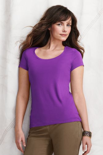 Shirt aus Baumwoll-Viskose-Mix mit weitem rundem Ausschnitt f&uuml;r Damen