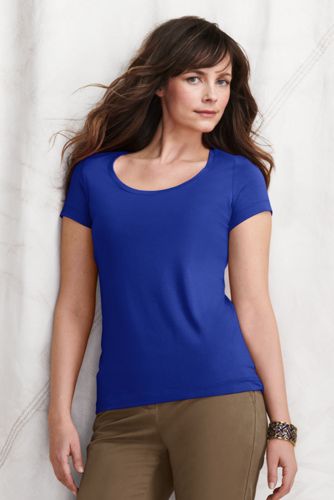 Shirt aus Baumwoll-Viskose-Mix mit weitem rundem Ausschnitt f&uuml;r Damen