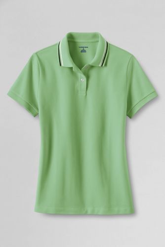 Women's Short Sleeve Tipped Basic Mesh Polo