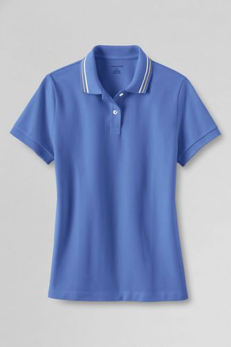 Women's Short Sleeve Tipped Basic Mesh Polo