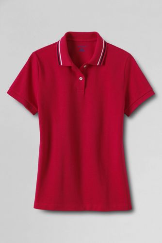 Women's Short Sleeve Tipped Basic Mesh Polo Shirt