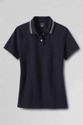 Women's Short Sleeve Tipped Basic Mesh Polo Shirt