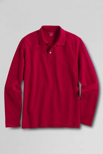 Men's Long Sleeve Basic Mesh Polo Shirt