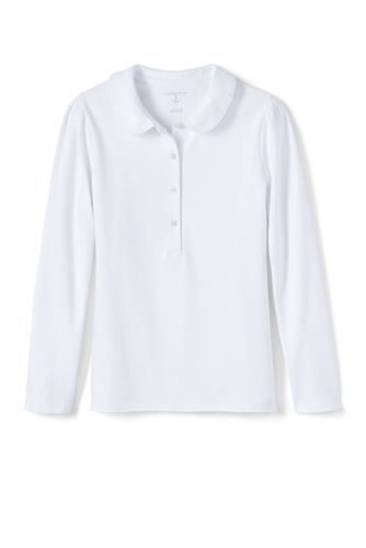 Girls' Long Sleeve Knit Peter Pan Polo Shirt