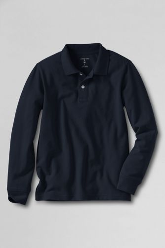 Boys' Long Sleeve Solid Vintage Polo Shirt