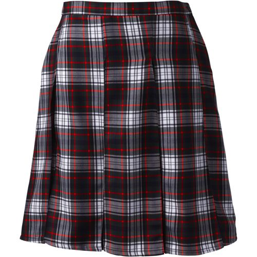School Uniform Women's Plaid Box Pleat Skirt Top of Knee