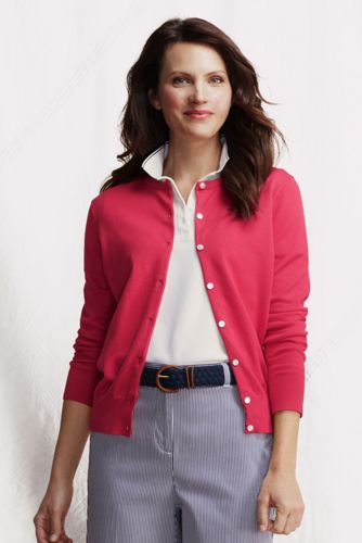 Women's Fine Gauge Supima Crew Cardigan