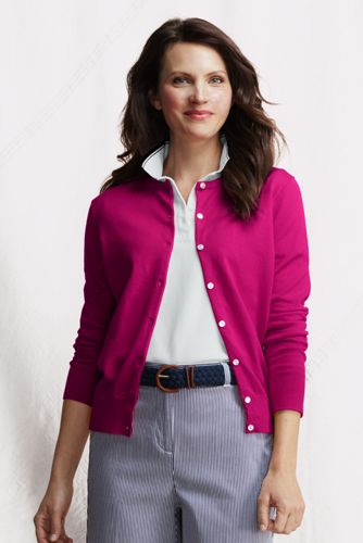 Women's Fine Gauge Supima Crew Cardigan