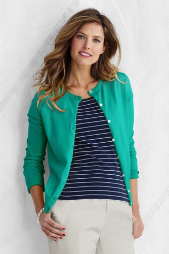 Women's Long Sleeve Supima Fine Gauge Cardigan 