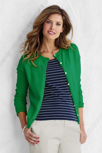 Women's Long Sleeve Supima Fine Gauge Cardigan 