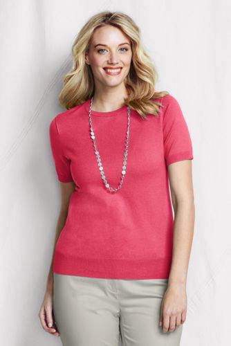Women's Plus Supima Fine Gauge Short Sleeve Jumper