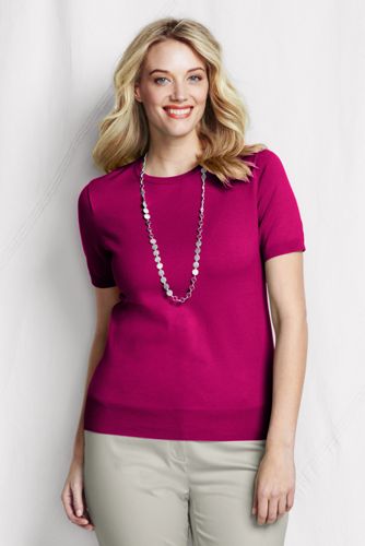Women's Plus Supima Fine Gauge Short Sleeve Jumper