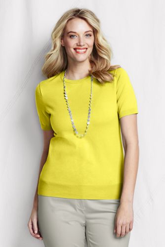 Women's Plus Supima Fine Gauge Short Sleeve Jumper