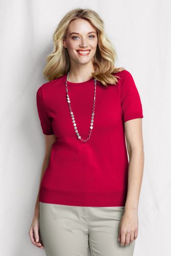 Women's Plus Supima Fine Gauge Short Sleeve Jumper