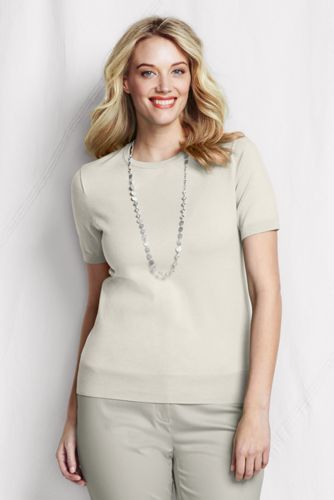 Women's Plus Supima Fine Gauge Short Sleeve Jumper