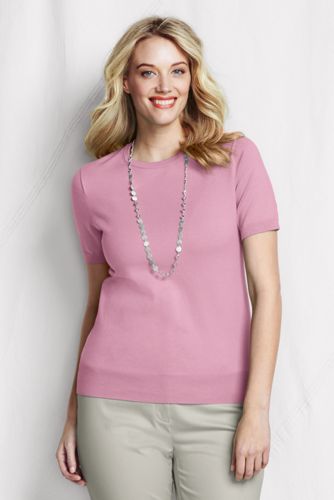 Women's Plus Supima Fine Gauge Short Sleeve Jumper