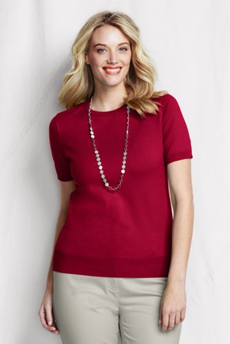 Women's Plus Supima Fine Gauge Short Sleeve Jumper