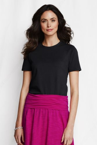 Supima Kurzarm-T-Shirt mit rundem Ausschnitt f&uuml;r Damen