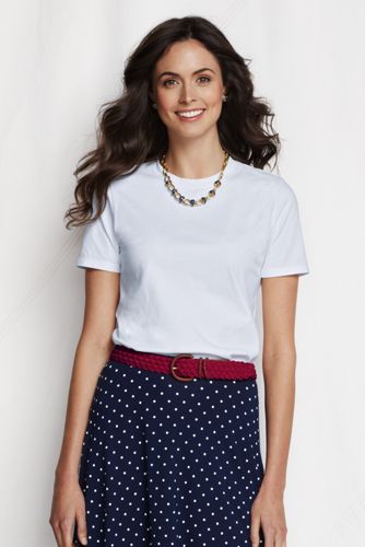 Supima Kurzarm-T-Shirt mit rundem Ausschnitt f&uuml;r Damen
