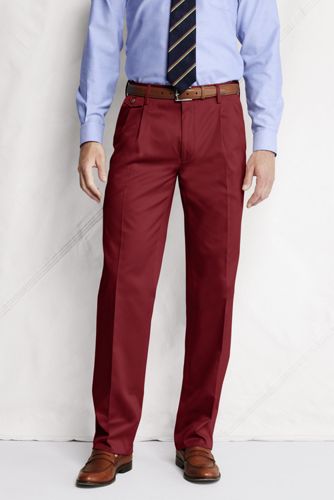 Men's Pleat Front Comfort Waist No Iron Twill Trousers
