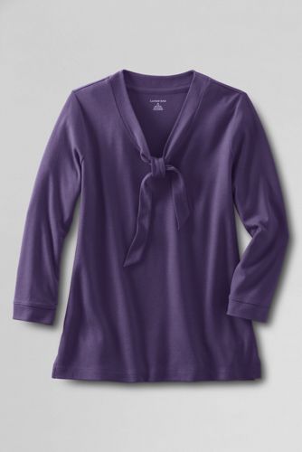 Women's 3/4-sleeve 60/40 Interlock Tie V-neck