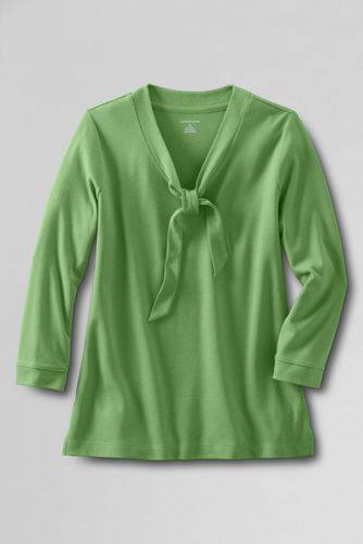 Women's 3/4-sleeve 60/40 Interlock Tie V-neck