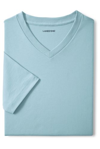 【ランズエンド LANDS' END】メンズ・スーパーT／Vネック／半袖/XXL/ブルー