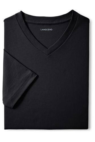 【ランズエンド LANDS' END】メンズ・スーパーT／Vネック／半袖/XXL/ブラック