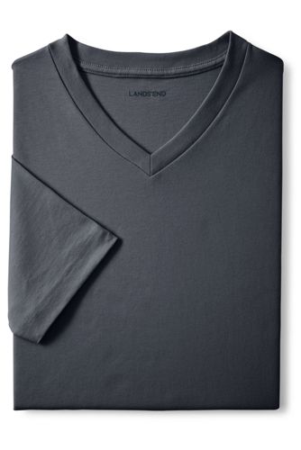 【ランズエンド LANDS' END】メンズ・スーパーT／Vネック／半袖/XXL/グレー